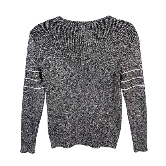 Vtg 50s Macys Associates‎ Wool Pullover Sweater Metallic Italy Large Black - Picture 3 of 11